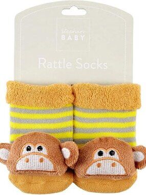 Stephan Baby: Baby Boy/Girl Monkey Rattle Toe Socks Size 3-12 Months NEW